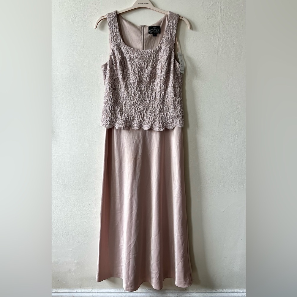 NWT Alex Evenings Purple Scoop Neck Maxi Dress | Size 14